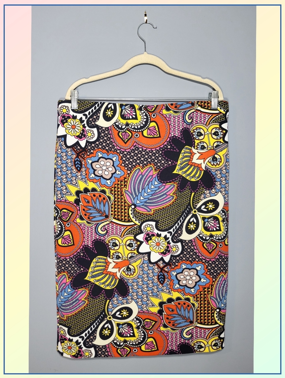 ECl New York Artsy Multi-Color Floral Abstract Pencil Skirt - Size XL
